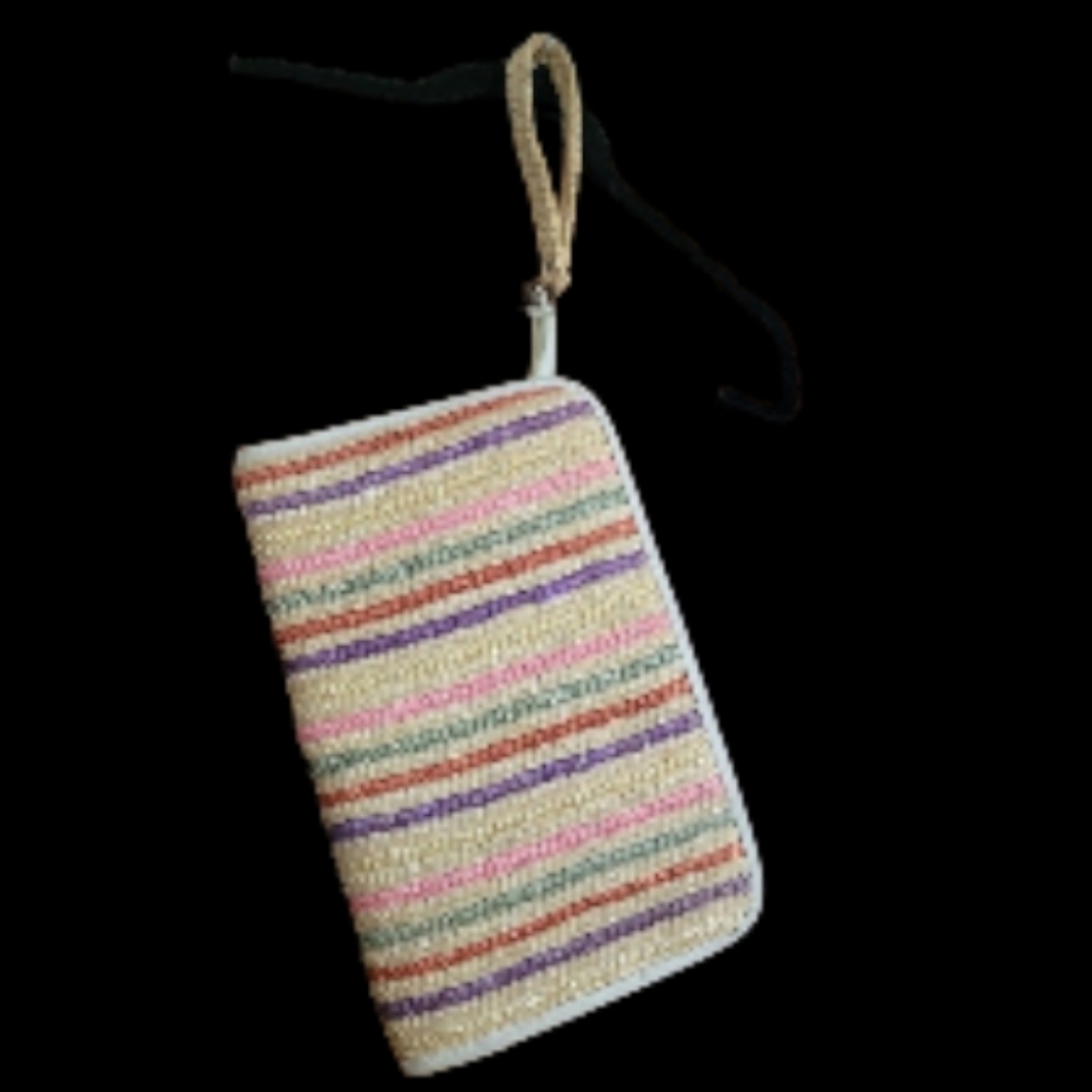 Striped Multicolor Straw Summer Clutch #9